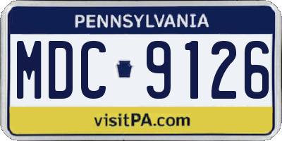 PA license plate MDC9126