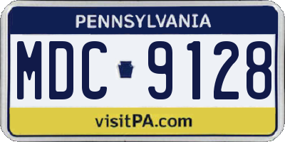 PA license plate MDC9128
