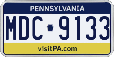 PA license plate MDC9133
