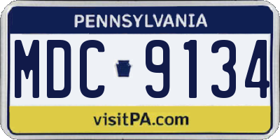 PA license plate MDC9134
