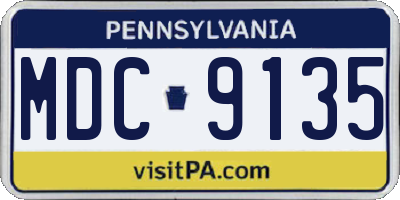 PA license plate MDC9135