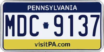 PA license plate MDC9137