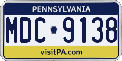 PA license plate MDC9138
