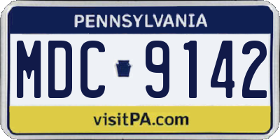 PA license plate MDC9142
