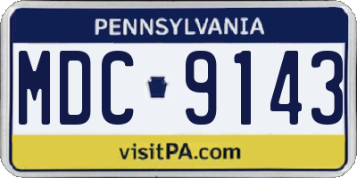 PA license plate MDC9143