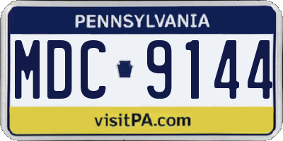 PA license plate MDC9144