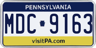 PA license plate MDC9163