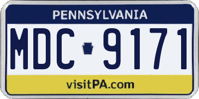 PA license plate MDC9171