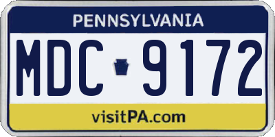 PA license plate MDC9172