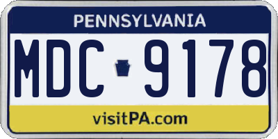 PA license plate MDC9178