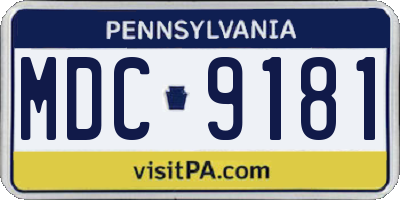 PA license plate MDC9181