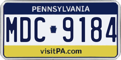 PA license plate MDC9184