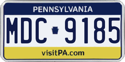 PA license plate MDC9185