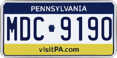 PA license plate MDC9190