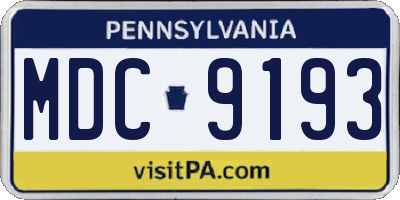 PA license plate MDC9193