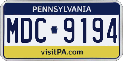 PA license plate MDC9194