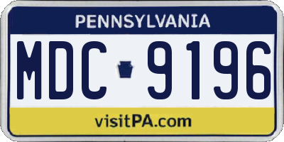 PA license plate MDC9196