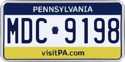 PA license plate MDC9198