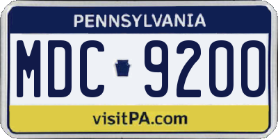 PA license plate MDC9200
