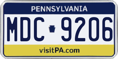 PA license plate MDC9206