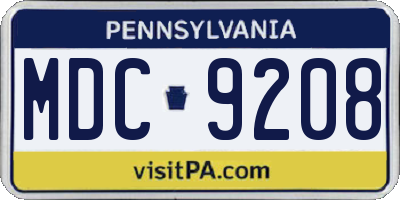 PA license plate MDC9208