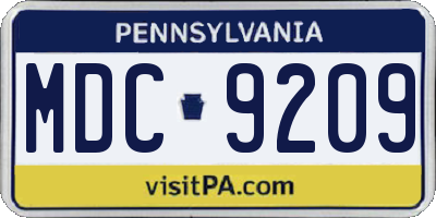 PA license plate MDC9209