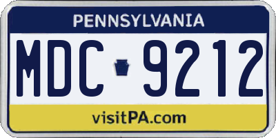 PA license plate MDC9212