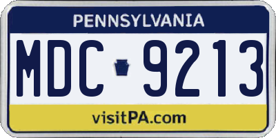 PA license plate MDC9213