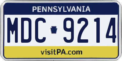 PA license plate MDC9214