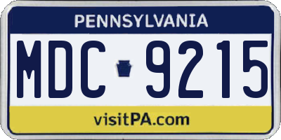 PA license plate MDC9215