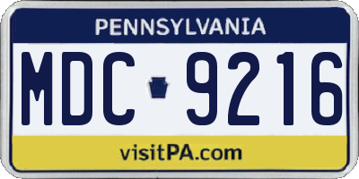 PA license plate MDC9216