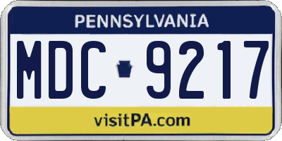 PA license plate MDC9217
