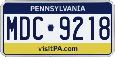PA license plate MDC9218