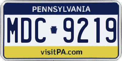 PA license plate MDC9219