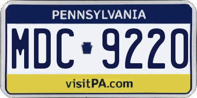 PA license plate MDC9220