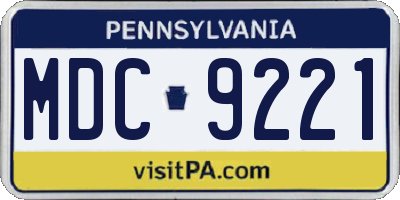PA license plate MDC9221
