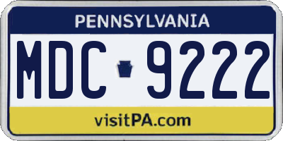 PA license plate MDC9222