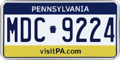 PA license plate MDC9224
