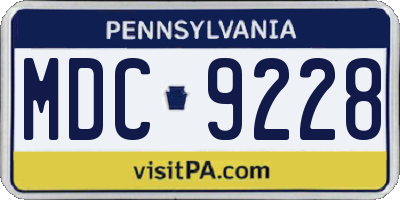 PA license plate MDC9228