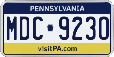 PA license plate MDC9230