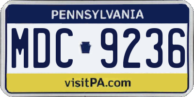 PA license plate MDC9236