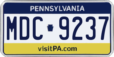 PA license plate MDC9237