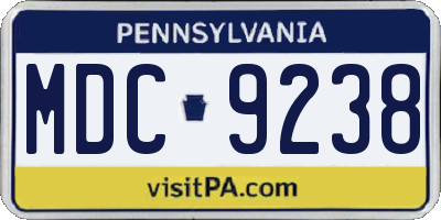 PA license plate MDC9238