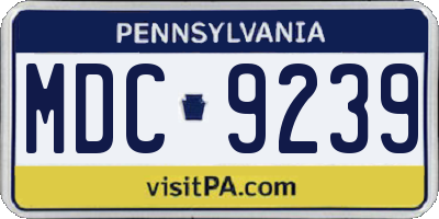 PA license plate MDC9239
