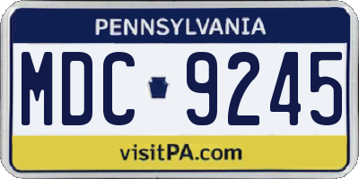 PA license plate MDC9245
