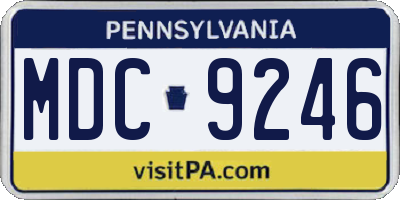 PA license plate MDC9246
