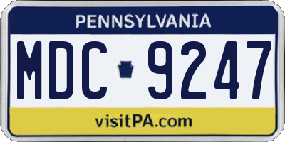 PA license plate MDC9247