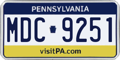PA license plate MDC9251