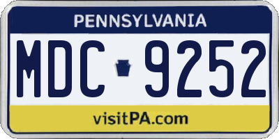PA license plate MDC9252