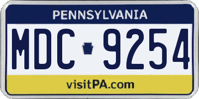 PA license plate MDC9254
